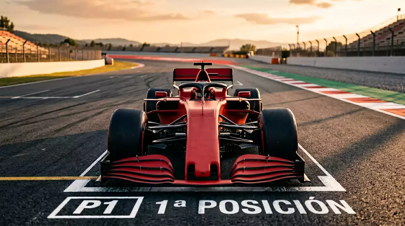 Piloto de Fórmula 1 en la pole position con datos de cuotas de clasificación